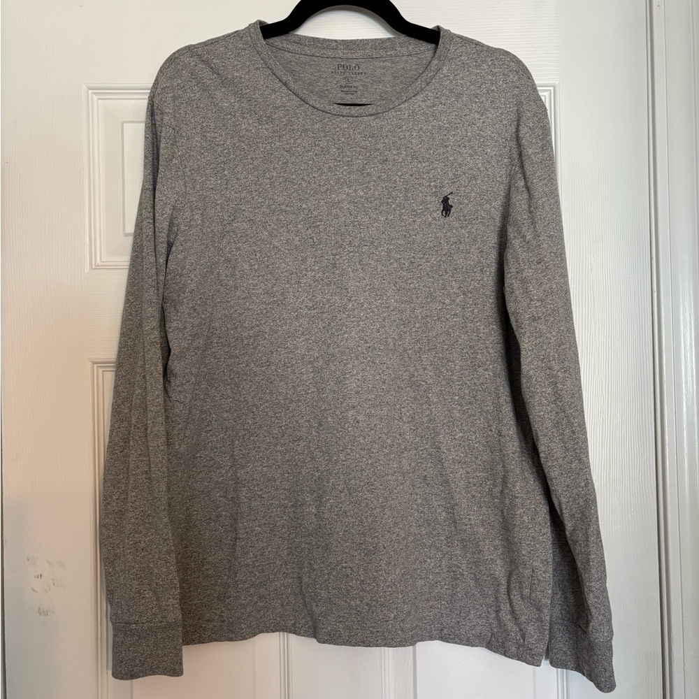Men's Polo Ralph Lauren Gray Long Sleeve Shirt - Large